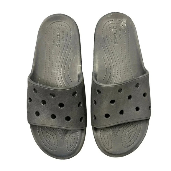 Crocs Classic Iconic Comfort Slide Sandal Black Beach Neutral Comfort Men's 12 - Picture 1 of 8
